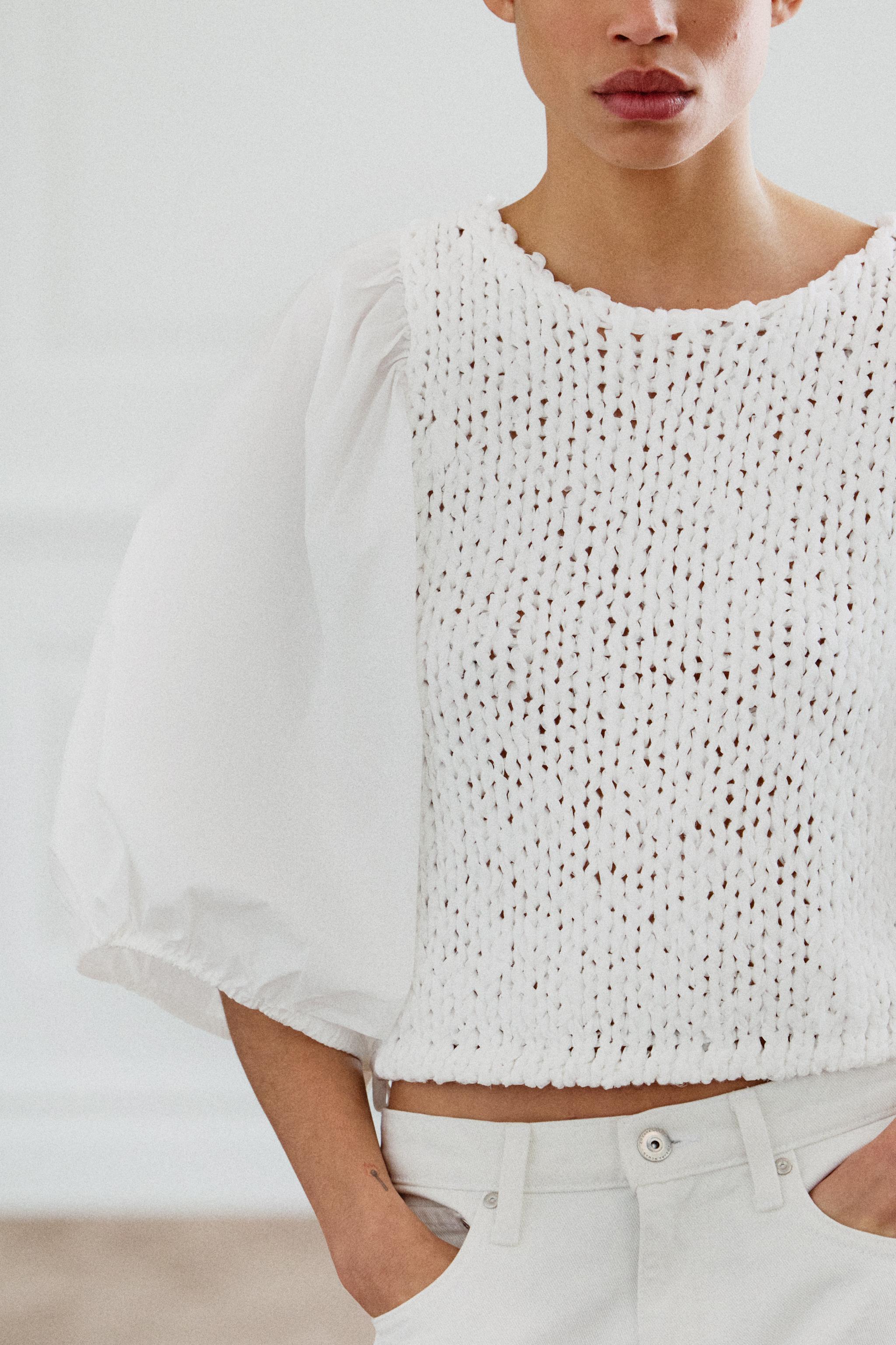 COMBINATION KNIT BLOUSE